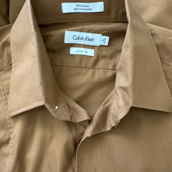 CALVIN KLEIN Brown Slim Fit Dress Shirt - Picture 6 of 7